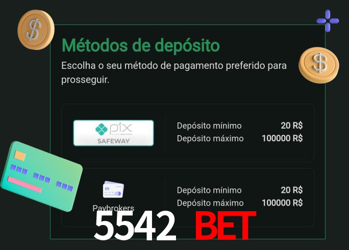 O cassino 5542 Bet oferece uma grande variedade de métodos de pagamento
